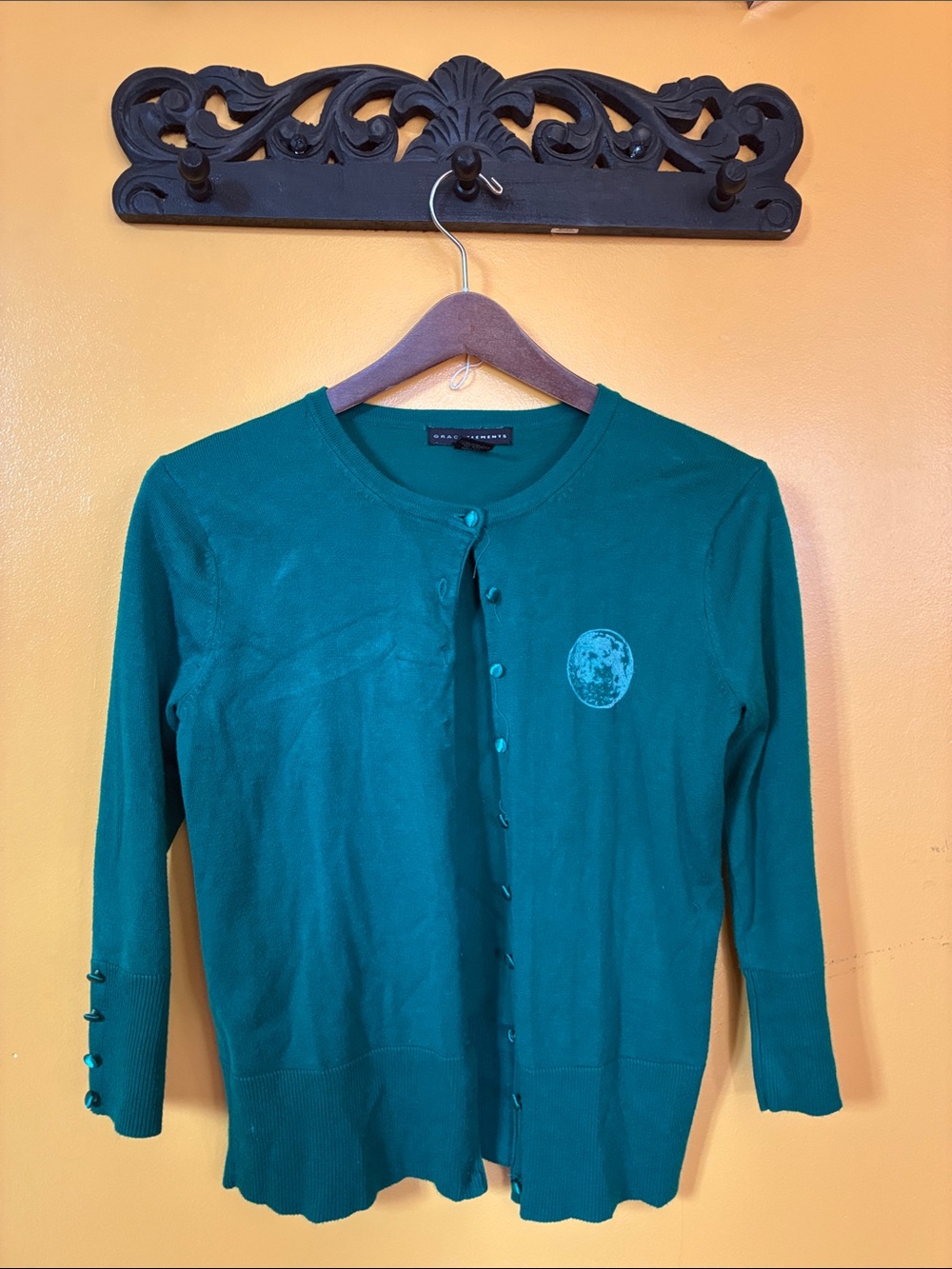 Grace Elements Teal Green Button-Front Cardigan